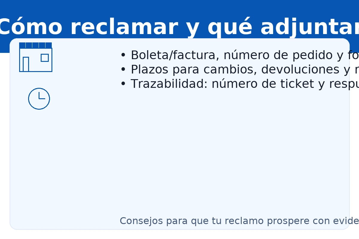 cómo reclamar con boleta y número de pedido — plazos para cambios/devoluciones y seguimiento del caso