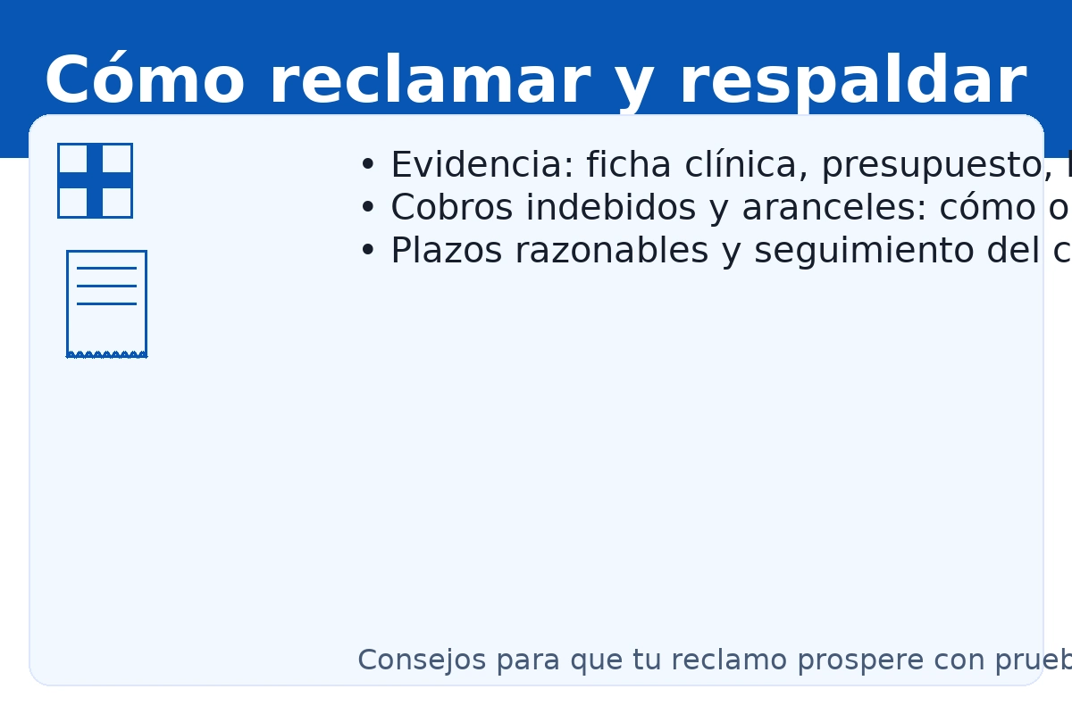 Clínicas RedSalud y privadas: cómo reclamar con evidencia (ficha clínica, presupuesto, boleta), mediación sanitaria y Superintendencia de Salud
