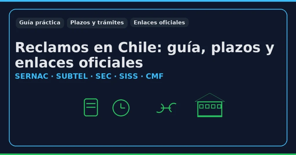 Reclamos en Chile: guía, plazos y enlaces oficiales — SERNAC, SUBTEL, SEC, SISS y CMF