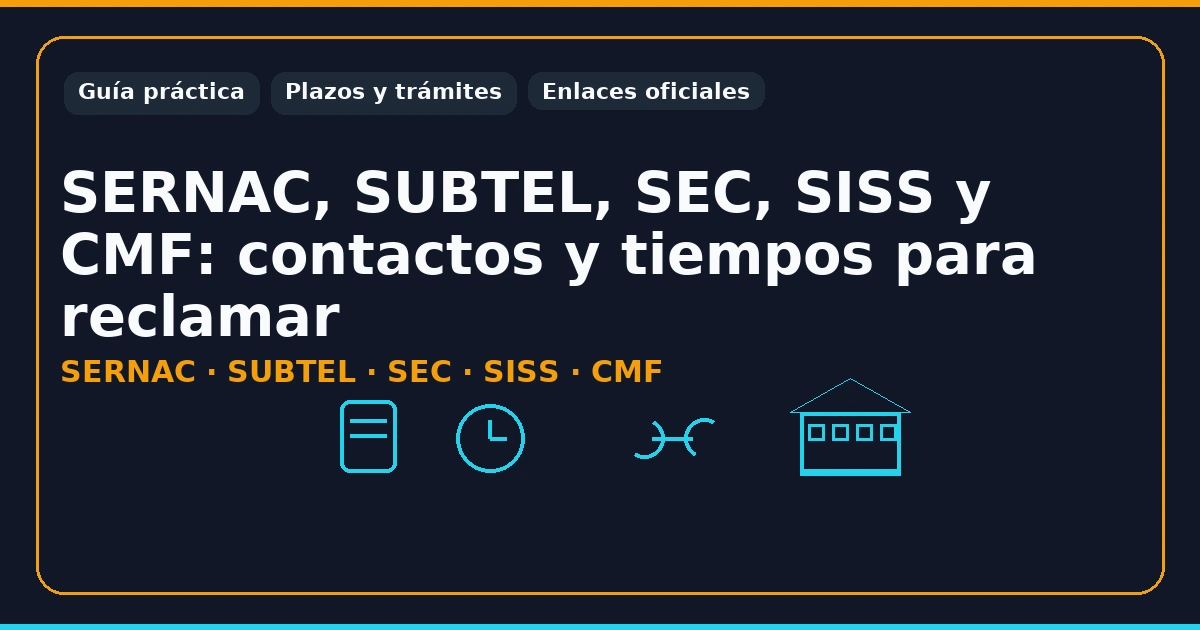 SERNAC, SUBTEL, SEC, SISS y CMF: contactos y tiempos para presentar reclamos en Chile.