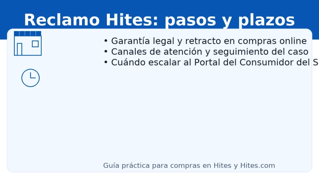 Reclamo Hites: pasos y plazos — garantía legal, retracto y cómo escalar al SERNAC