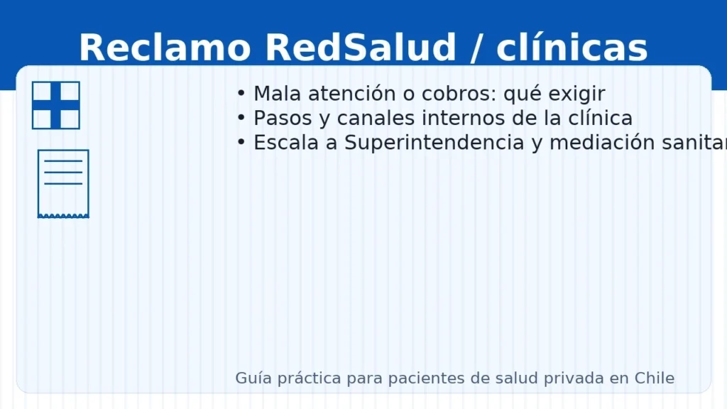 Reclamo RedSalud / clínicas en Chile: mala atención o cobros — cómo exigir solución, pasos y canales de atención