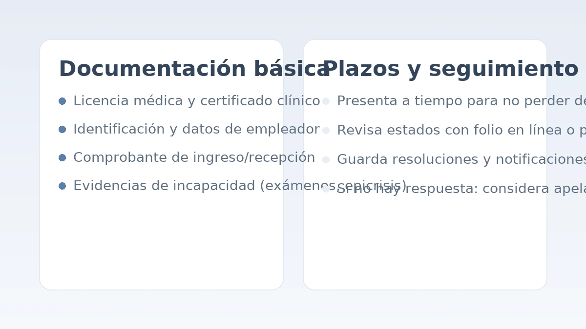 Documentos para reclamo COMPIN y seguimiento de plazos con folio.
