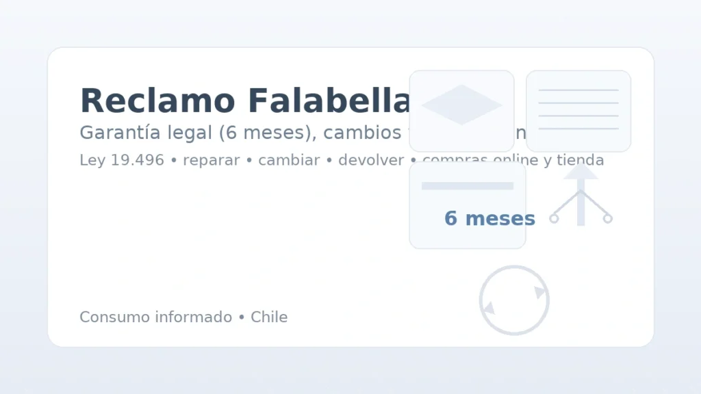 Reclamo Falabella: garantía legal de 6 meses; caja, recibo, calendario y balanza de ley.