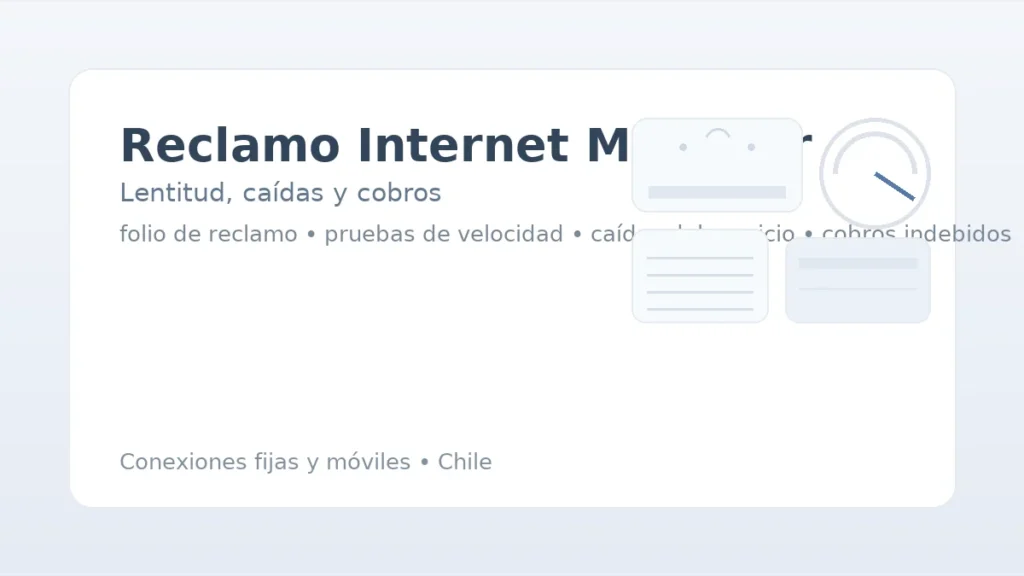 Reclamo Internet Movistar: lentitud, caídas y cobros; router, velocímetro y ticket de reclamo.