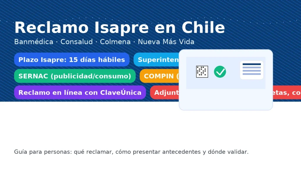 Reclamo Isapre en Chile: Banmédica, Consalud, Colmena y Nueva Más Vida — plazo 15 días hábiles, Superintendencia de Salud, SERNAC y COMPIN