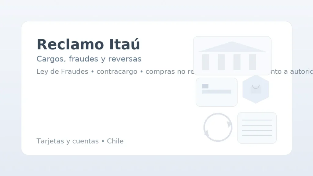 Reclamo Itaú: cargos, fraudes y reversas; banco, tarjeta, seguridad y contracargo en Chile.