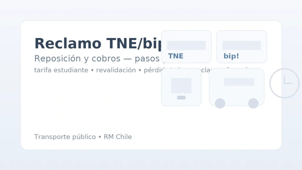 Reclamo TNE y bip! en Santiago: tarjetas, validador, transporte y plazos para reposición.