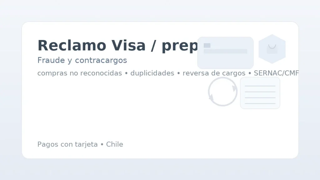 Reclamo Visa/prepago: fraude y contracargos; tarjeta, seguridad y reversa de cargos en Chile.