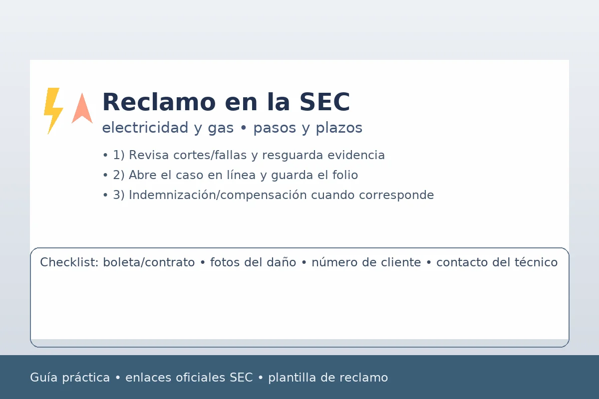 Checklist para reclamar en la SEC: evidencia, folio y compensaciones por fallas de electricidad o gas