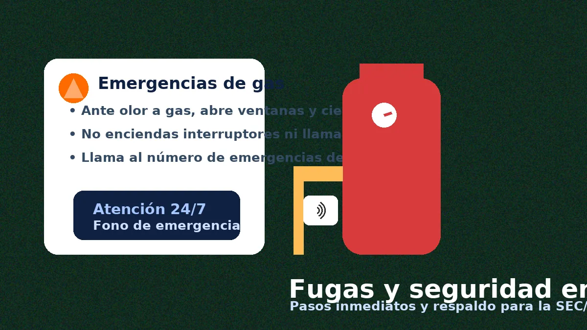 Emergencias de gas en el hogar — fuga, cilindro y pasos de seguridad antes de llamar