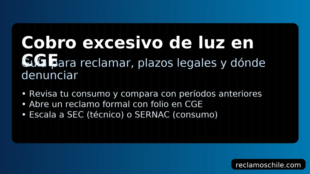 Cobro excesivo de luz en CGE: cómo reclamar, plazos legales y dónde denunciar