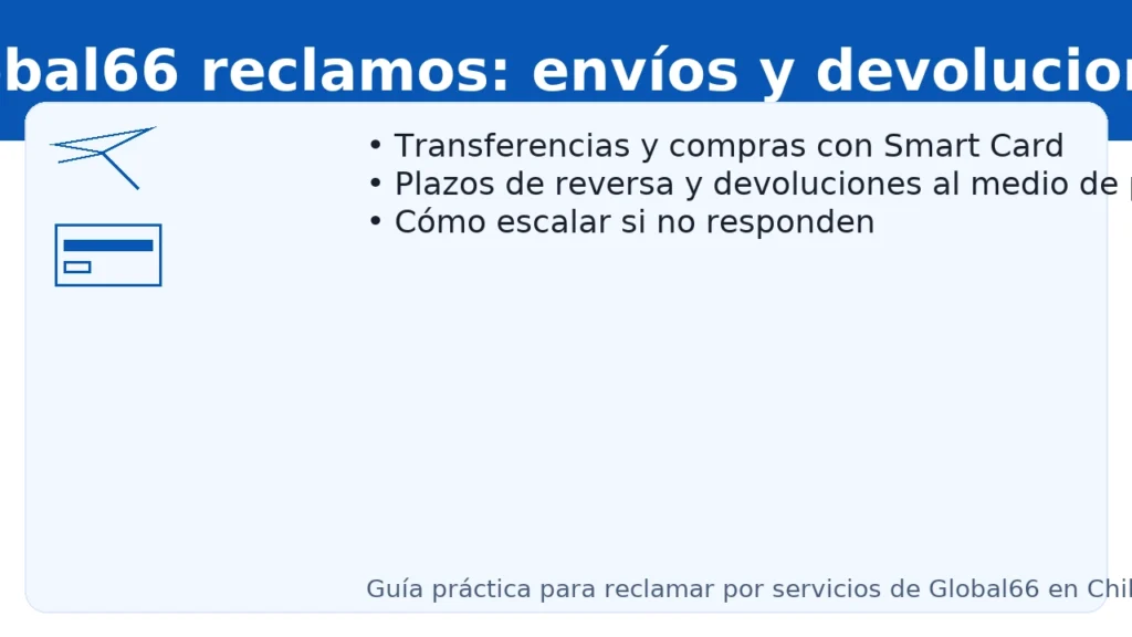 Global66 reclamos: envíos y devoluciones — transferencias, Smart Card, plazos de reversa y cómo escalar