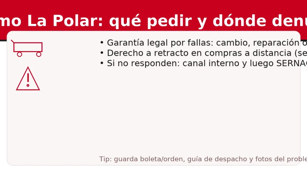 Reclamo La Polar: qué pedir y dónde denunciar — garantía legal, retracto y SERNAC