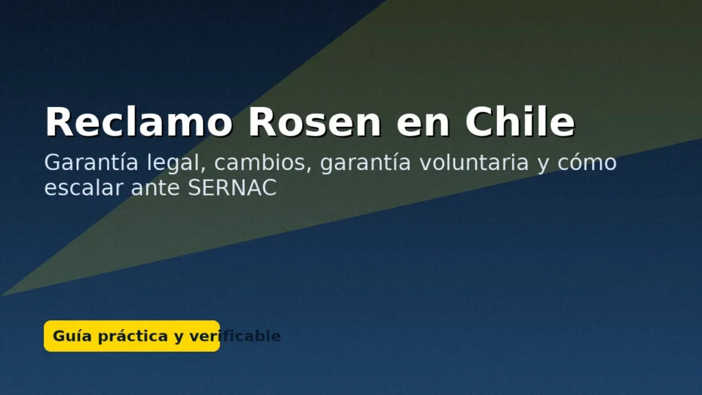 Reclamo Rosen en Chile: garantía legal, cambios, garantía voluntaria y cómo escalar ante SERNAC.